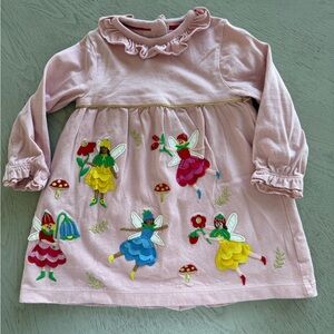 Baby Boden Pink Dress with Fairy Embroidery 9-12mo